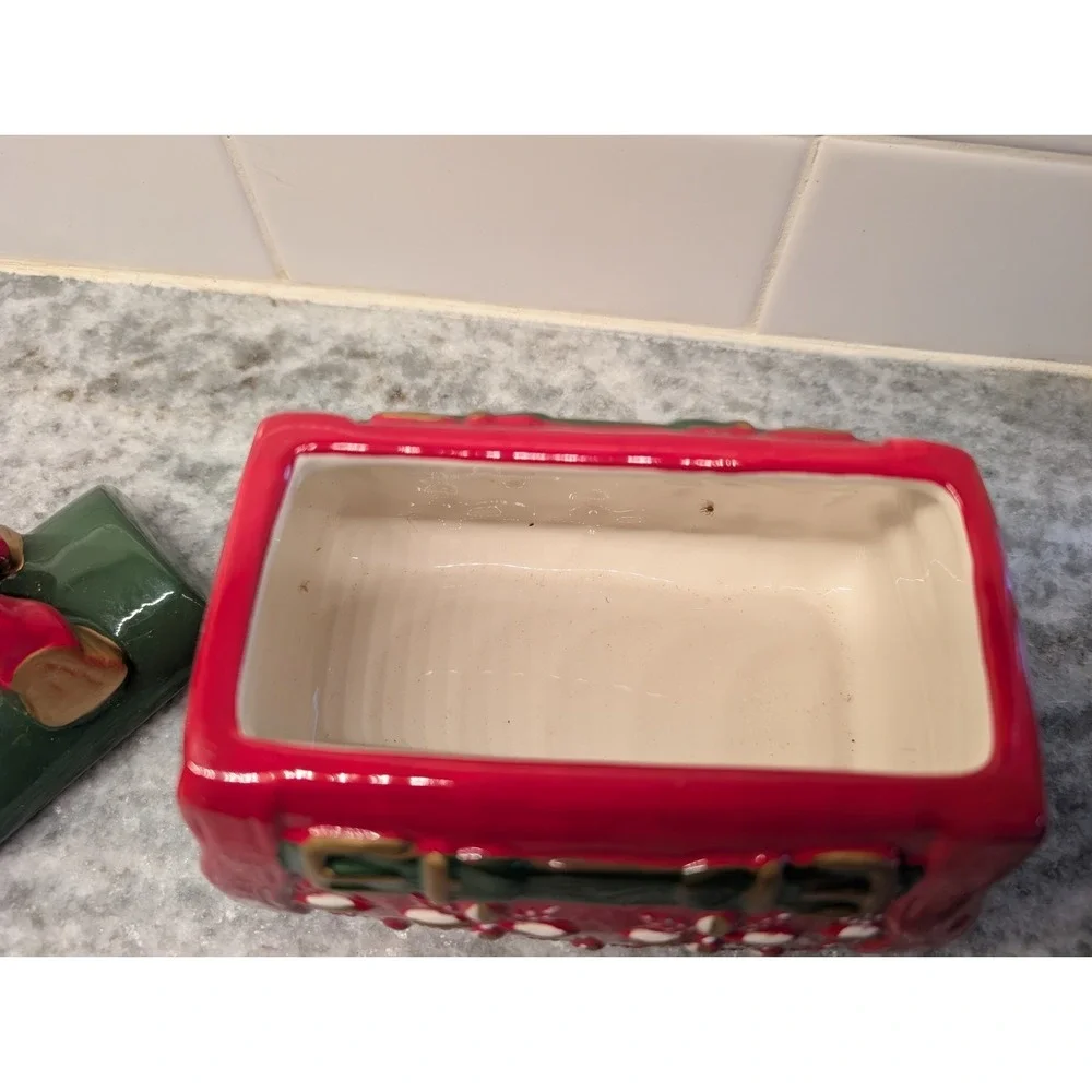 VTG Christmas/Holiday Purse Cookie Jar by David's Cookies Red Green &‎ Gold